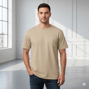 Carhartt Men's Loose Fit Short Sleeve T Shirt Pocket Tee Tan 3XL